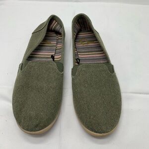 REPORT Jelly Womens Size 8.5 W Army Green Fabric Flats Slip On Shoe Casual Yoga